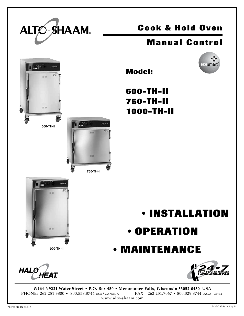 Alto-Shaam HALO HEAT 500-TH-II User Manual | 28 pages