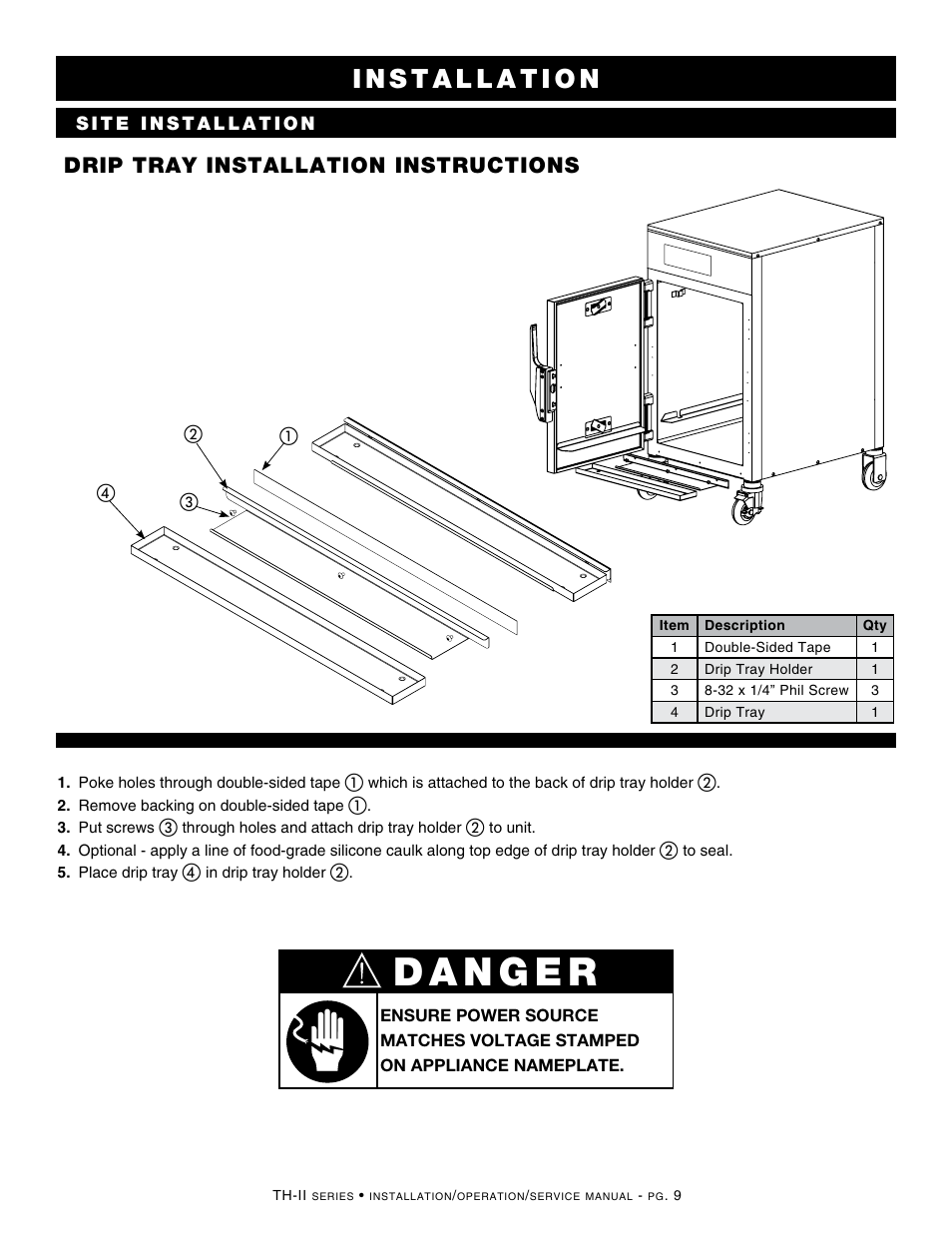 Drip tray installation instructions | Alto-Shaam HALO HEAT 500-TH-II User Manual | Page 11 / 28