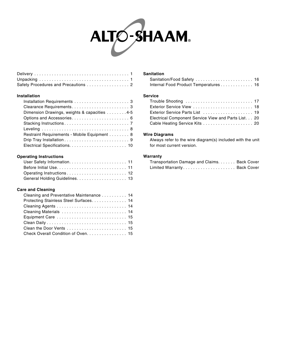 Alto-Shaam HALO HEAT 500-TH-II User Manual | Page 2 / 28