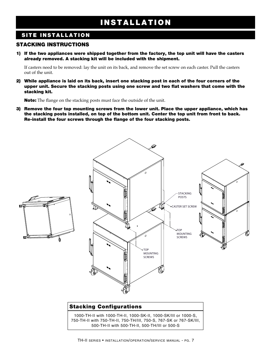 Stacking configurations, Stacking instructions | Alto-Shaam HALO HEAT 500-TH-II User Manual | Page 9 / 28