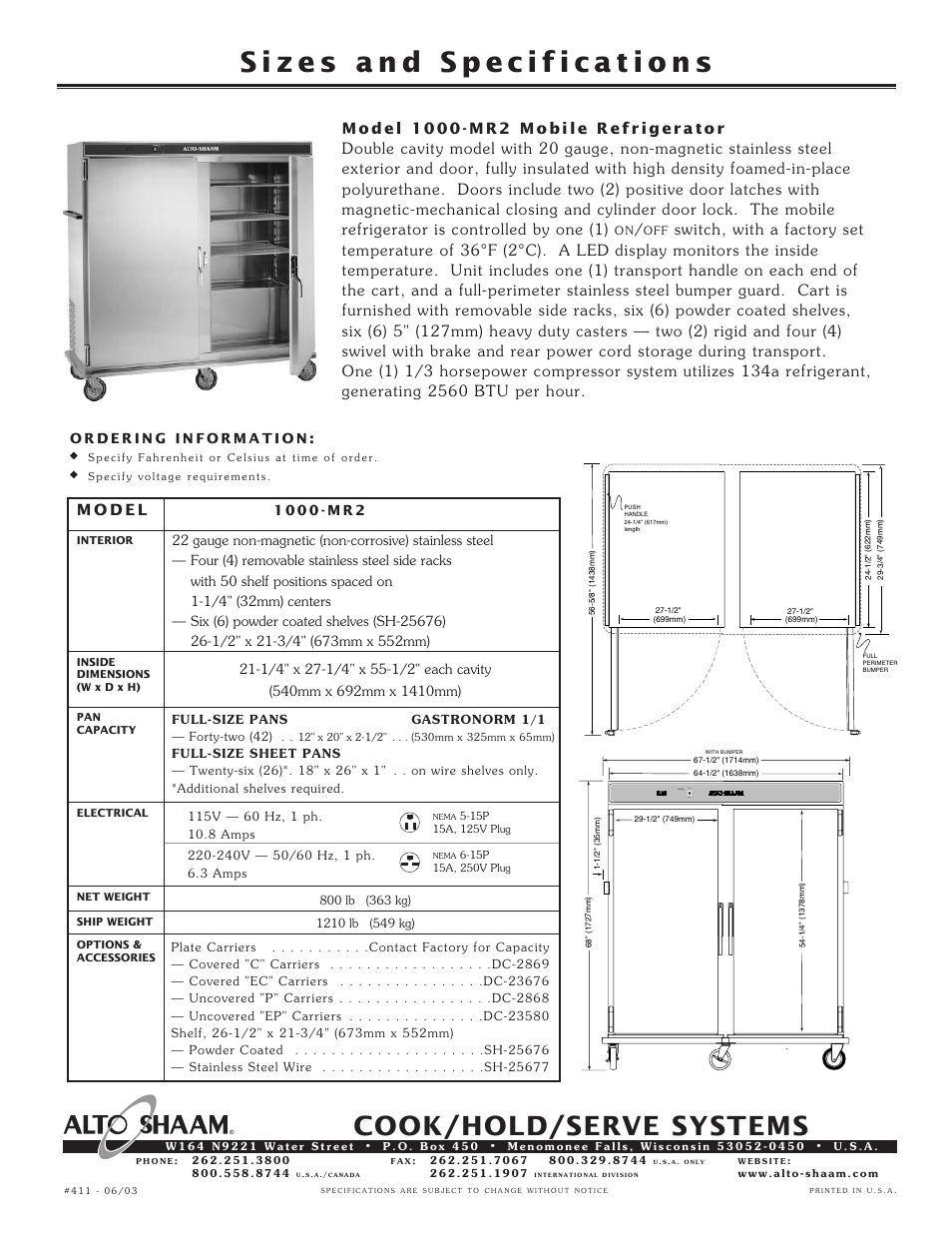 Cook/hold/serve systems, On l off o power | Alto-Shaam 1000-MR2 User Manual | Page 2 / 2