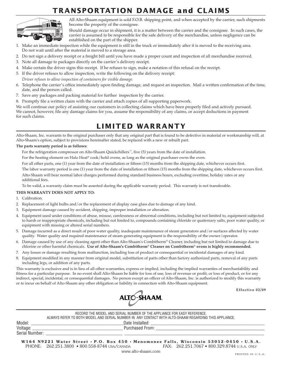 Alto-Shaam QuickChiller QC-50 User Manual | Page 60 / 60