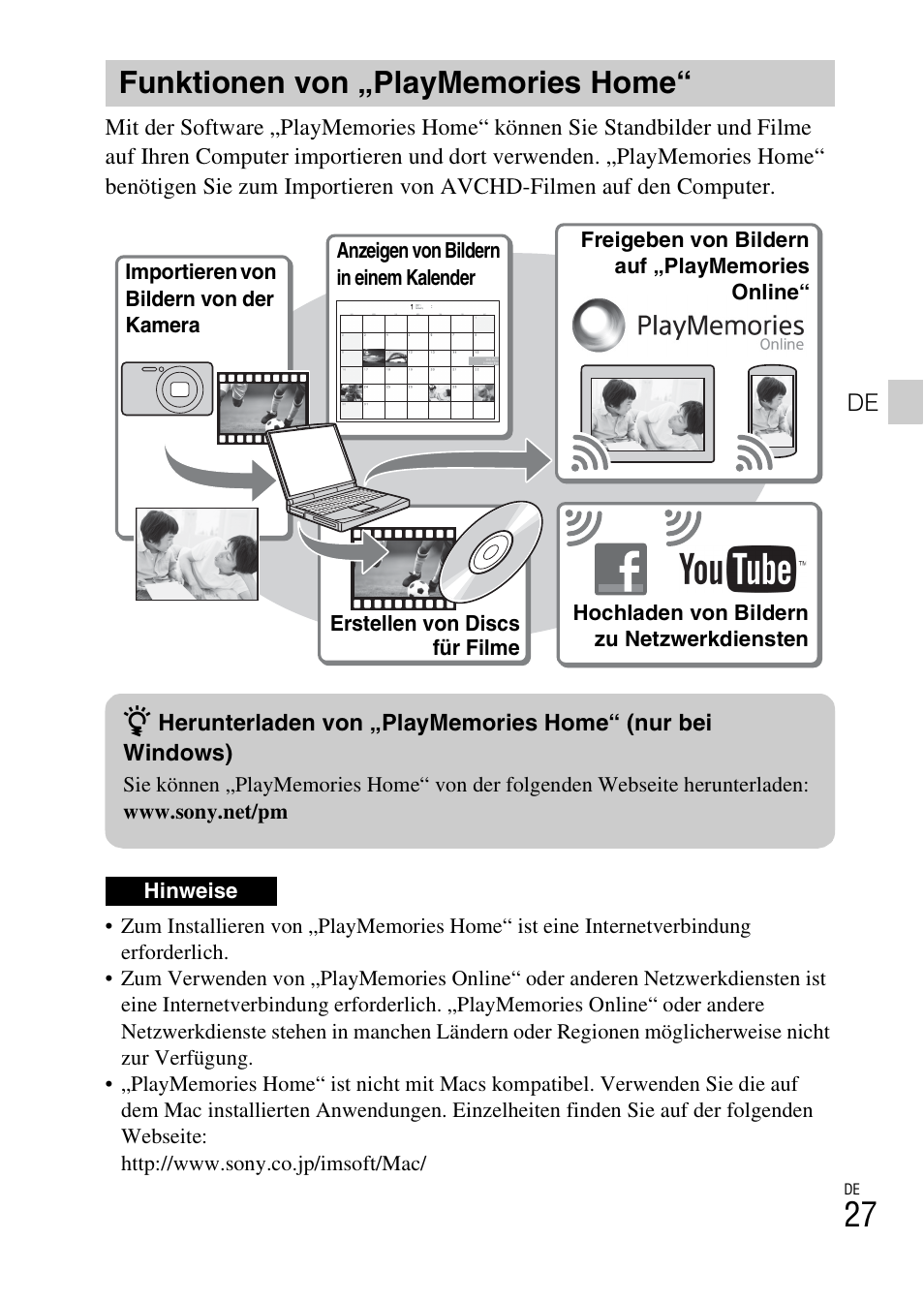 Funktionen von „playmemories home | Sony DSC-TX30 User Manual | Page 207 / 643