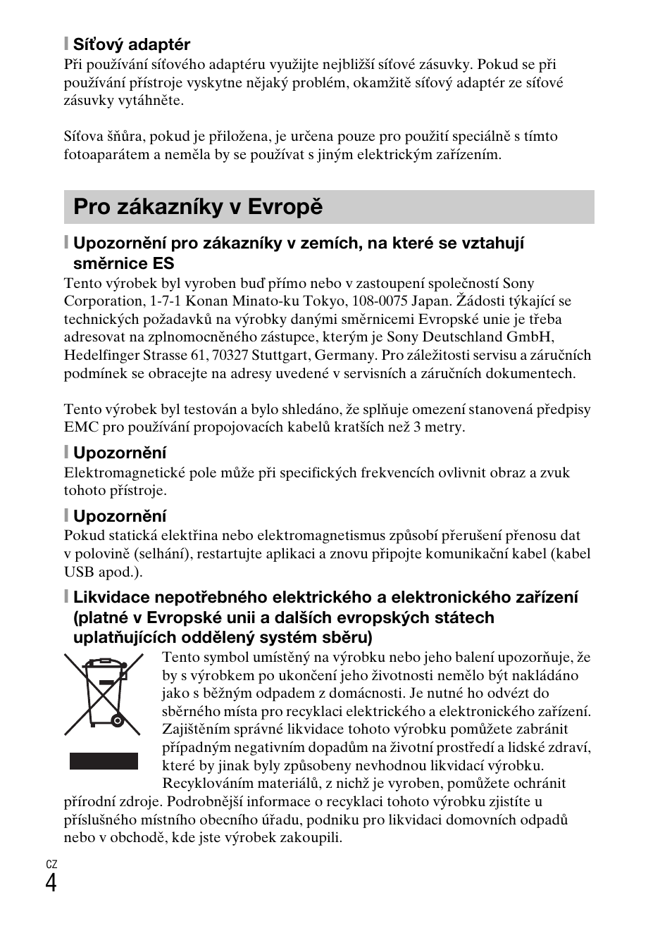 Pro zákazníky v evropě | Sony DSC-TX30 User Manual | Page 290 / 643