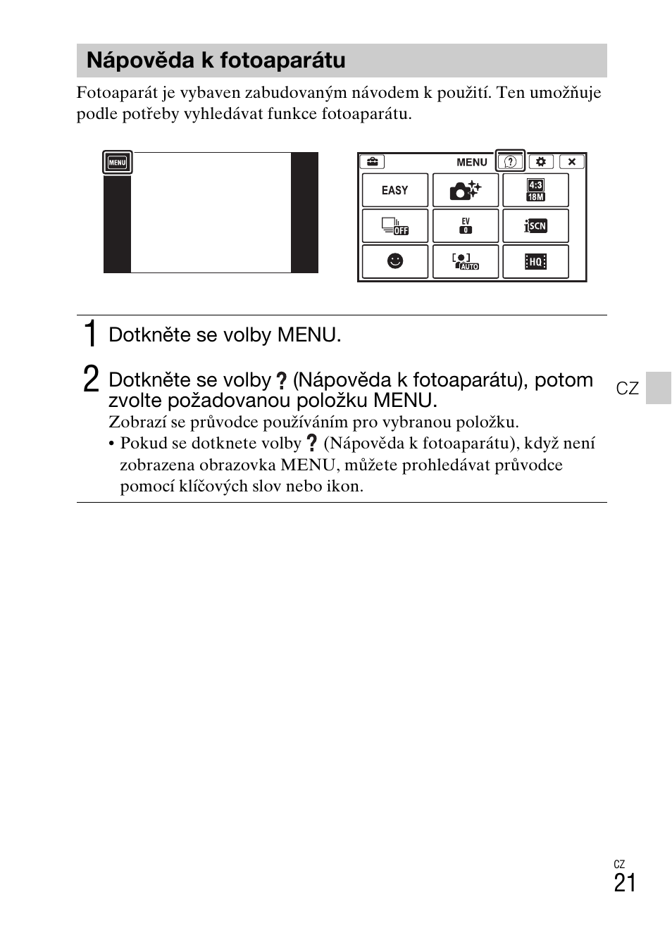 Nápověda k fotoaparátu | Sony DSC-TX30 User Manual | Page 307 / 643