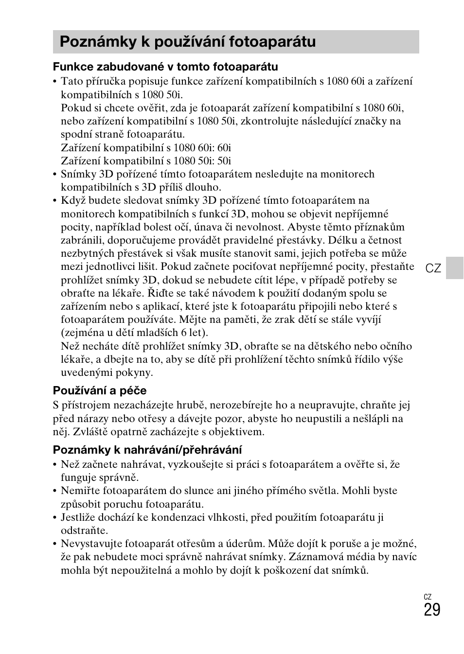 Poznámky k používání fotoaparátu | Sony DSC-TX30 User Manual | Page 315 / 643