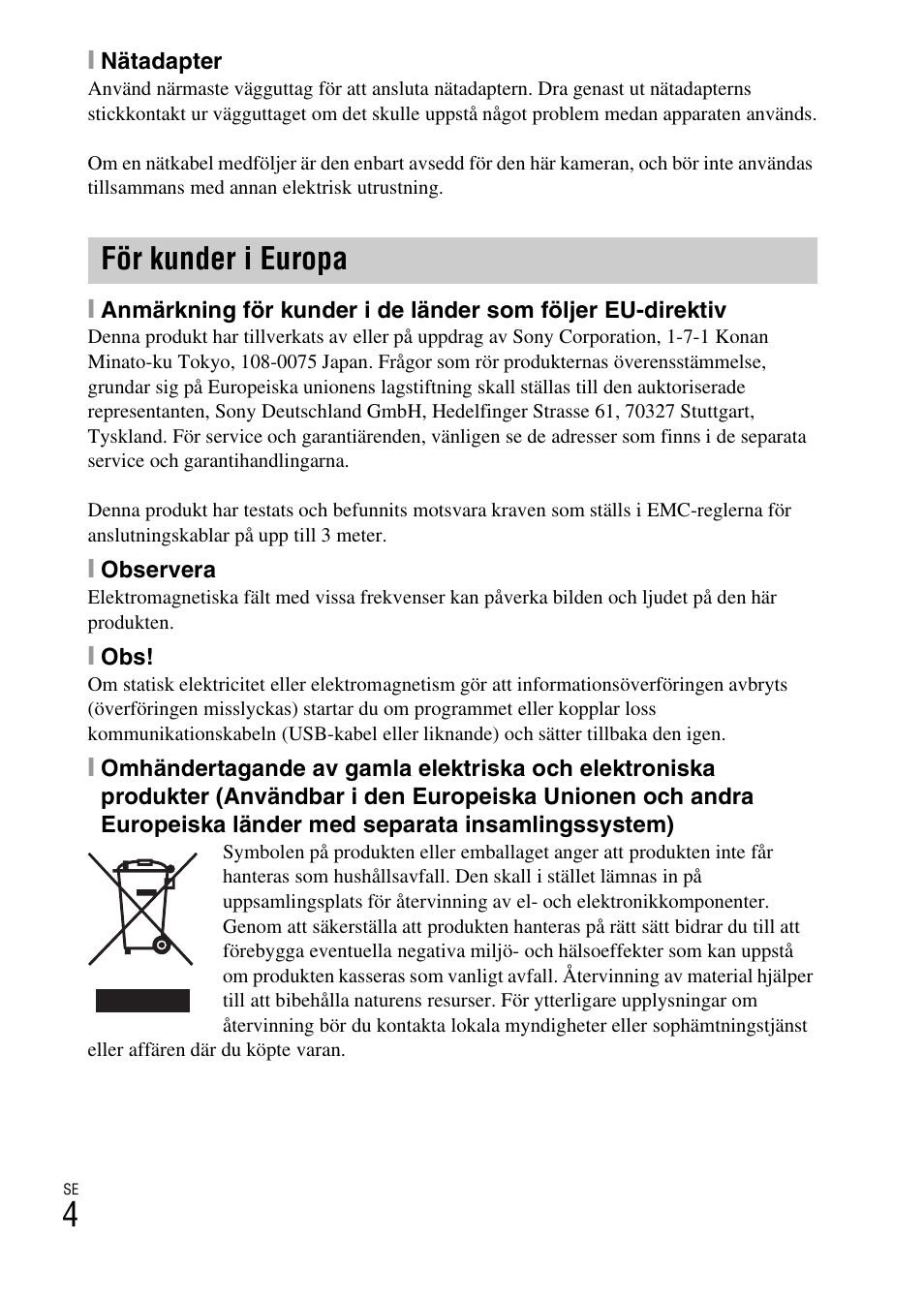 För kunder i europa | Sony DSC-TX30 User Manual | Page 398 / 643