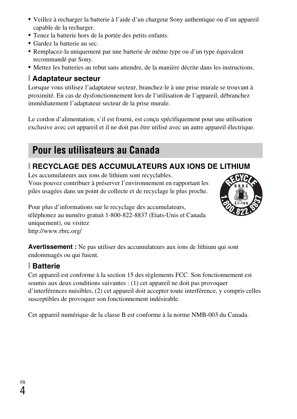 Pour les utilisateurs au canada | Sony DSC-TX30 User Manual | Page 40 / 643