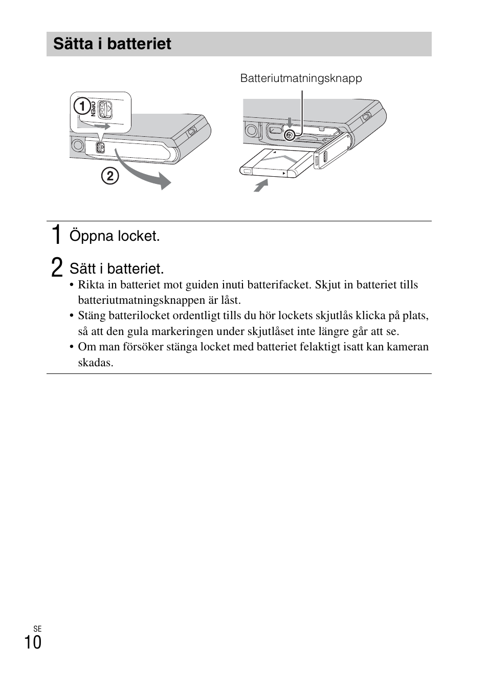 Sätta i batteriet | Sony DSC-TX30 User Manual | Page 404 / 643