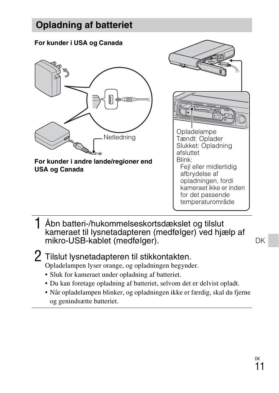 Opladning af batteriet | Sony DSC-TX30 User Manual | Page 507 / 643