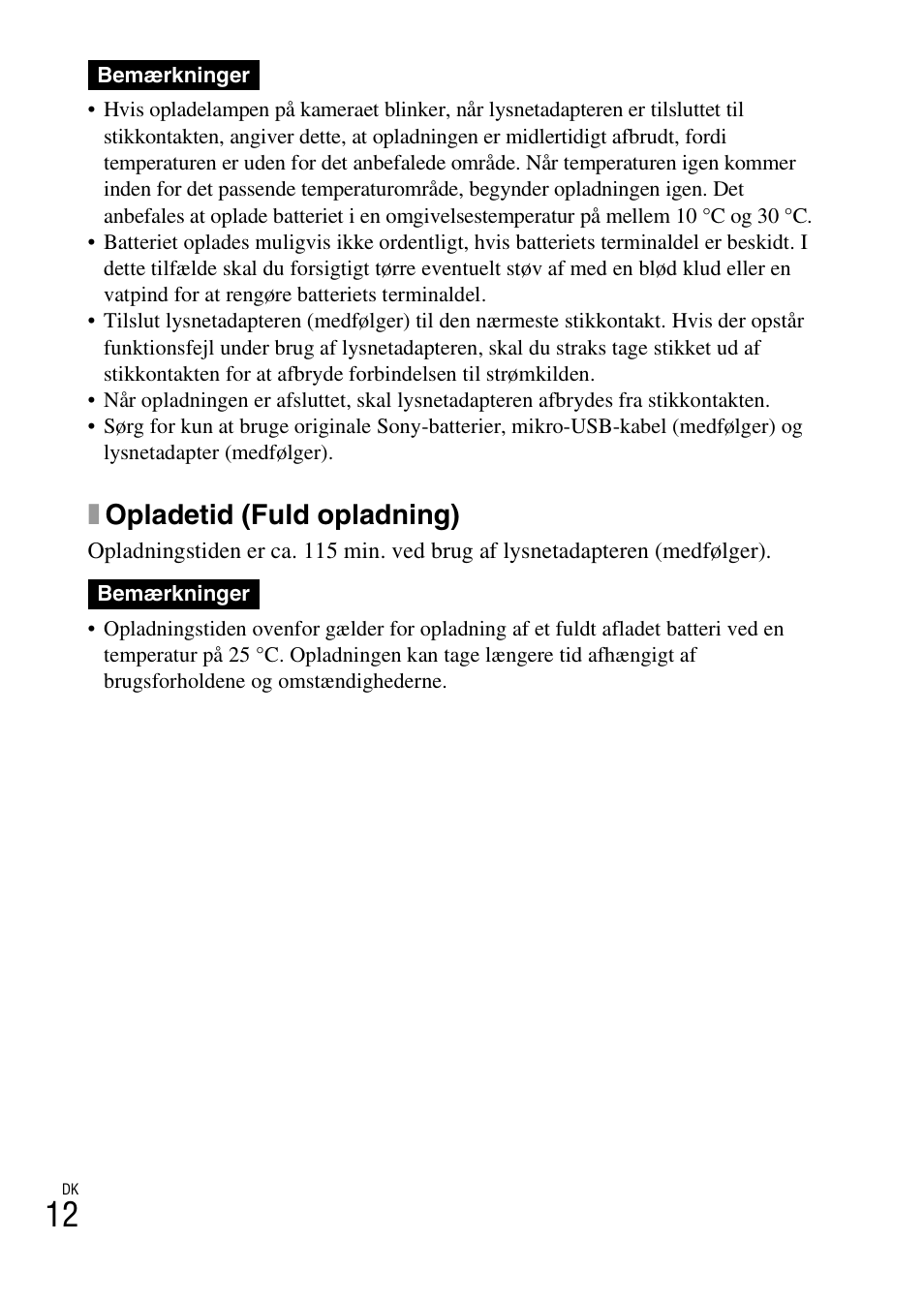 Xopladetid (fuld opladning) | Sony DSC-TX30 User Manual | Page 508 / 643