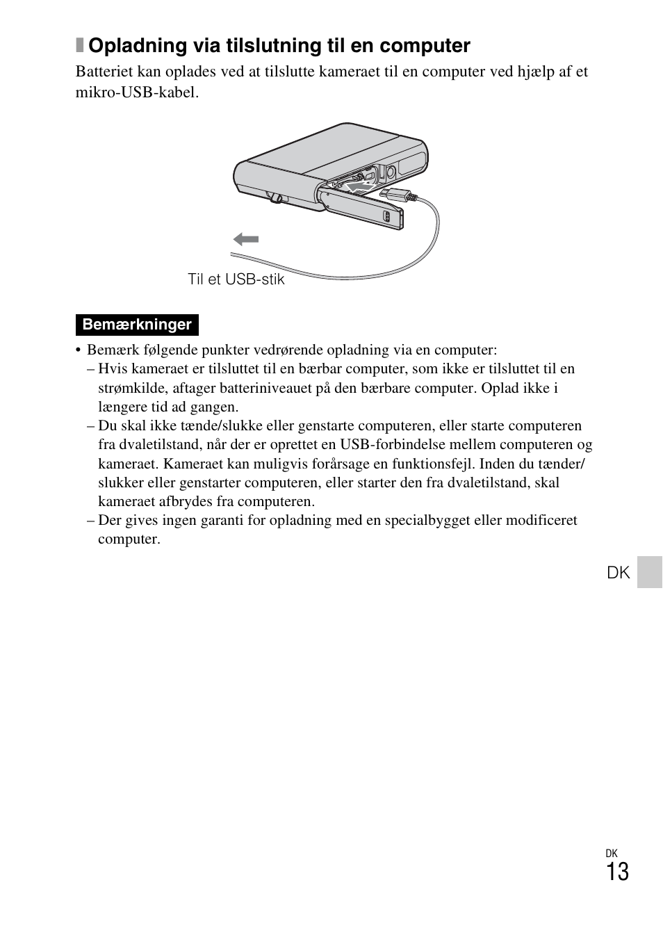 Xopladning via tilslutning til en computer | Sony DSC-TX30 User Manual | Page 509 / 643