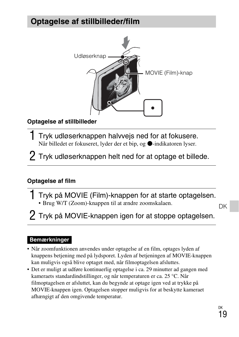 Optagelse af stillbilleder/film | Sony DSC-TX30 User Manual | Page 515 / 643