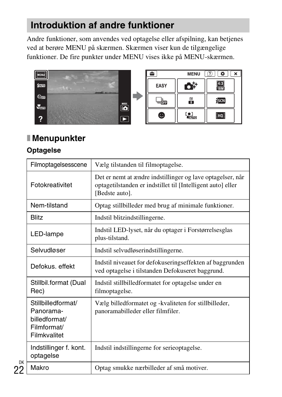 Introduktion af andre funktioner, Xmenupunkter | Sony DSC-TX30 User Manual | Page 518 / 643