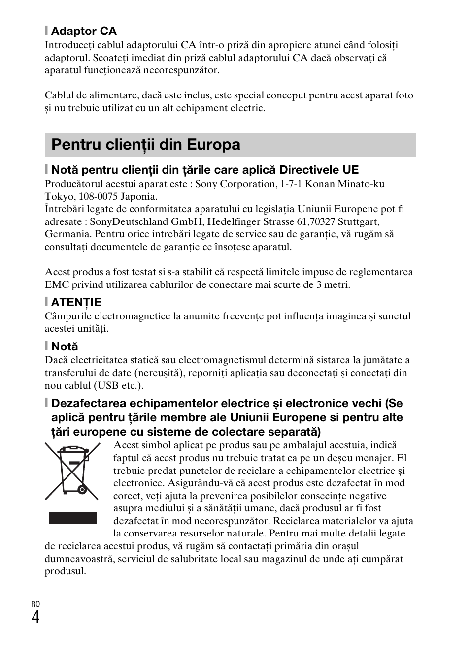 Pentru clienţii din europa | Sony DSC-TX30 User Manual | Page 568 / 643