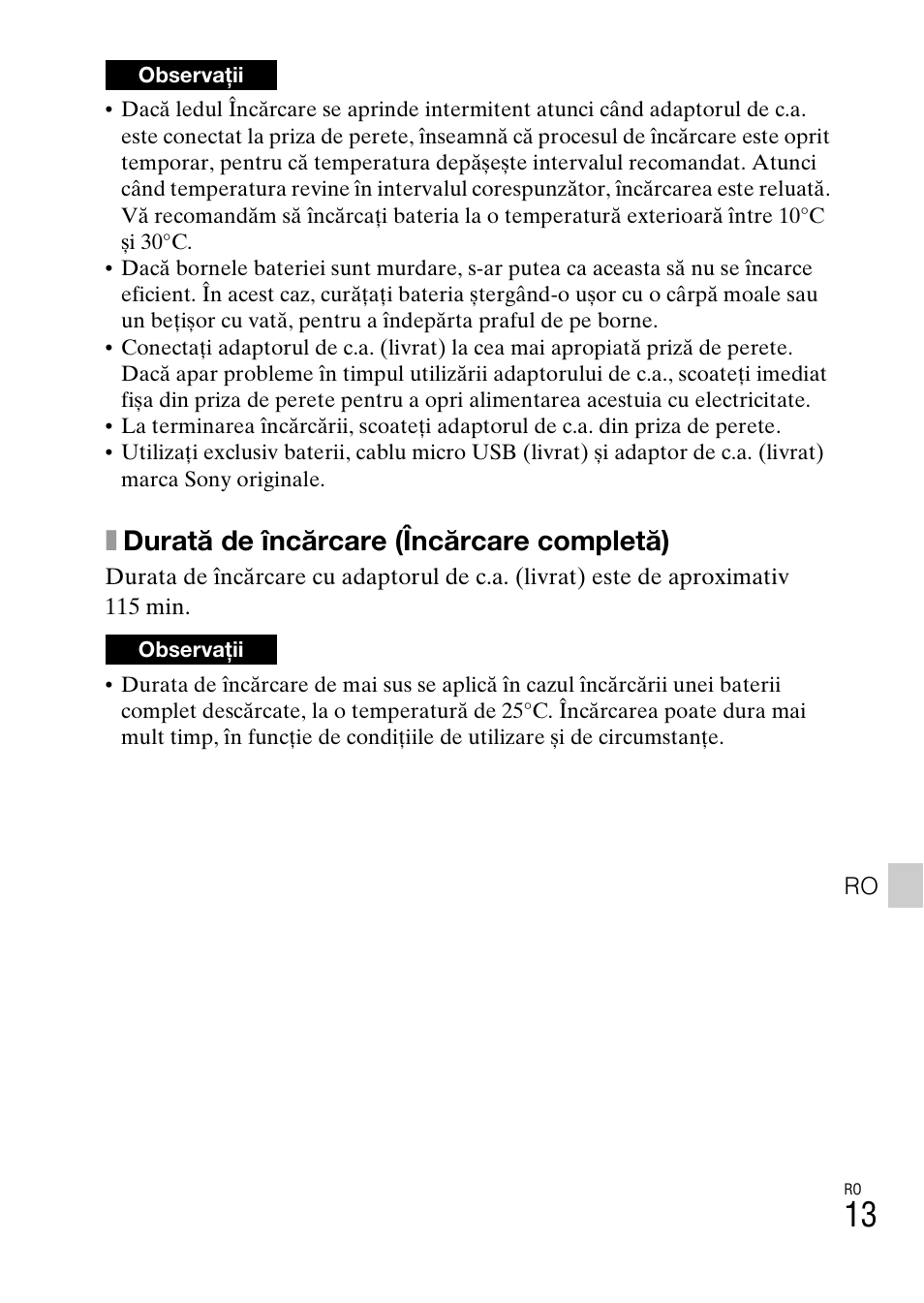 Xdurată de încărcare (încărcare completă) | Sony DSC-TX30 User Manual | Page 577 / 643