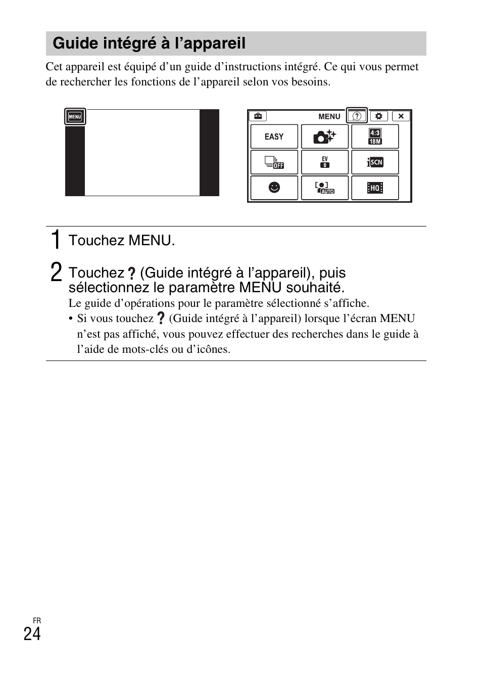 Guide intégré à l’appareil | Sony DSC-TX30 User Manual | Page 60 / 643