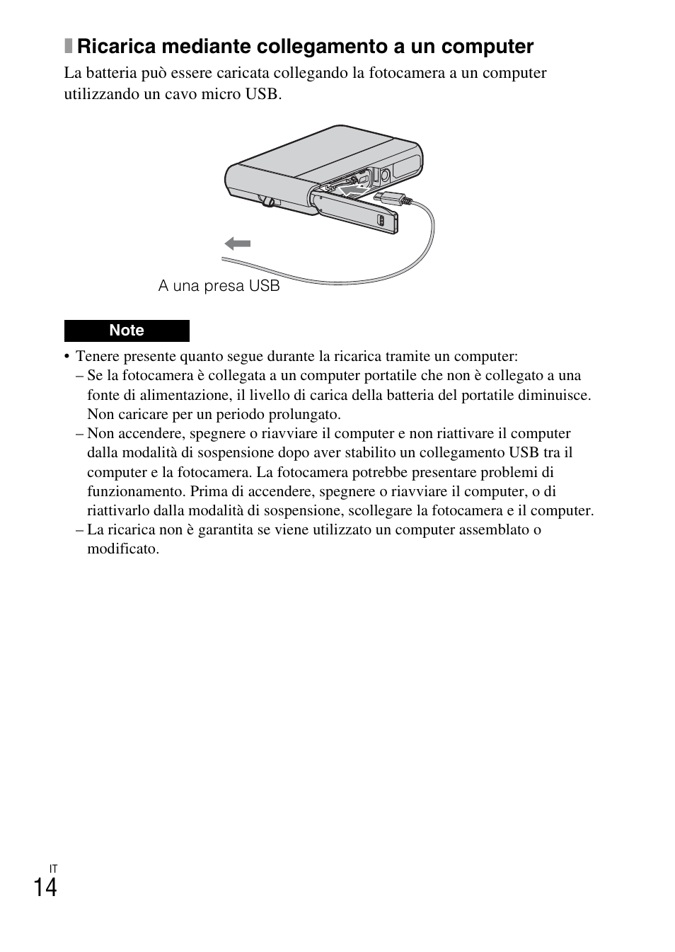 Xricarica mediante collegamento a un computer | Sony DSC-TX30 User Manual | Page 88 / 643