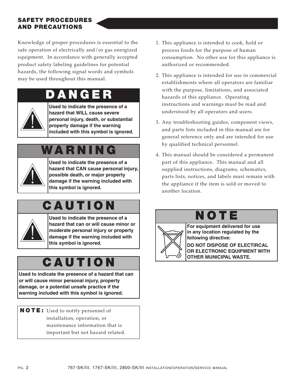 N o t e | Alto-Shaam 1767-SK/III User Manual | Page 3 / 39