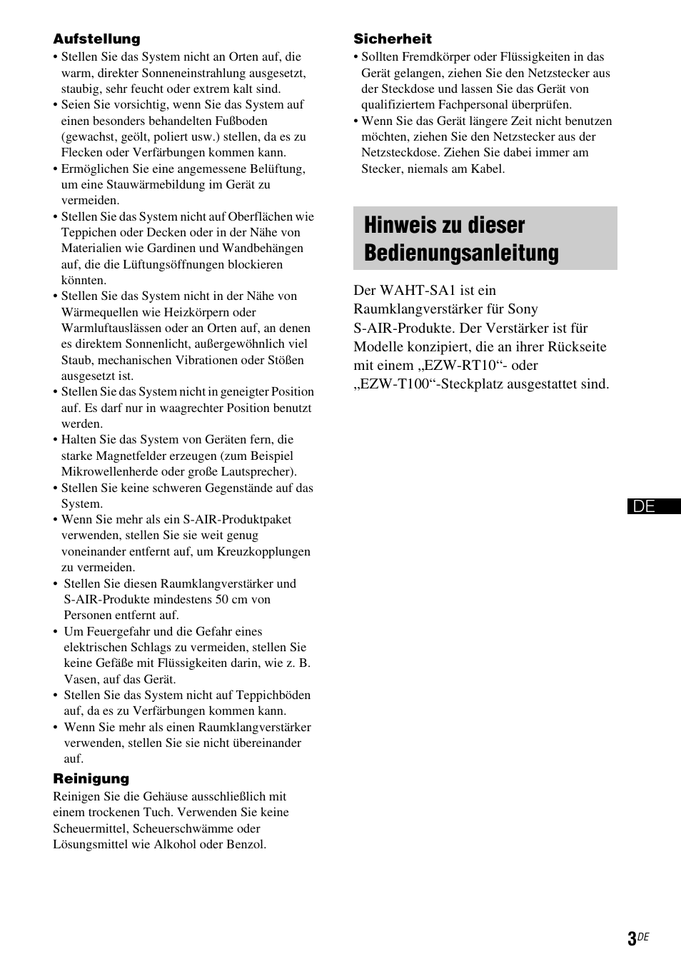 Hinweis zu dieser bedienungsanleitung | Sony WAHT-SA1 User Manual | Page 17 / 60