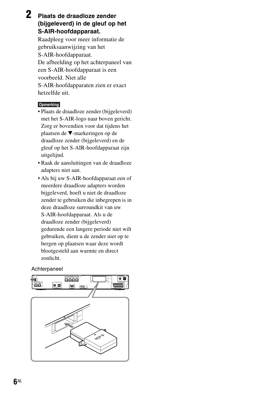Achterpaneel, Opmerking | Sony WAHT-SA1 User Manual | Page 48 / 60