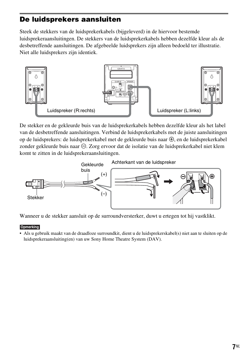 De luidsprekers aansluiten | Sony WAHT-SA1 User Manual | Page 49 / 60