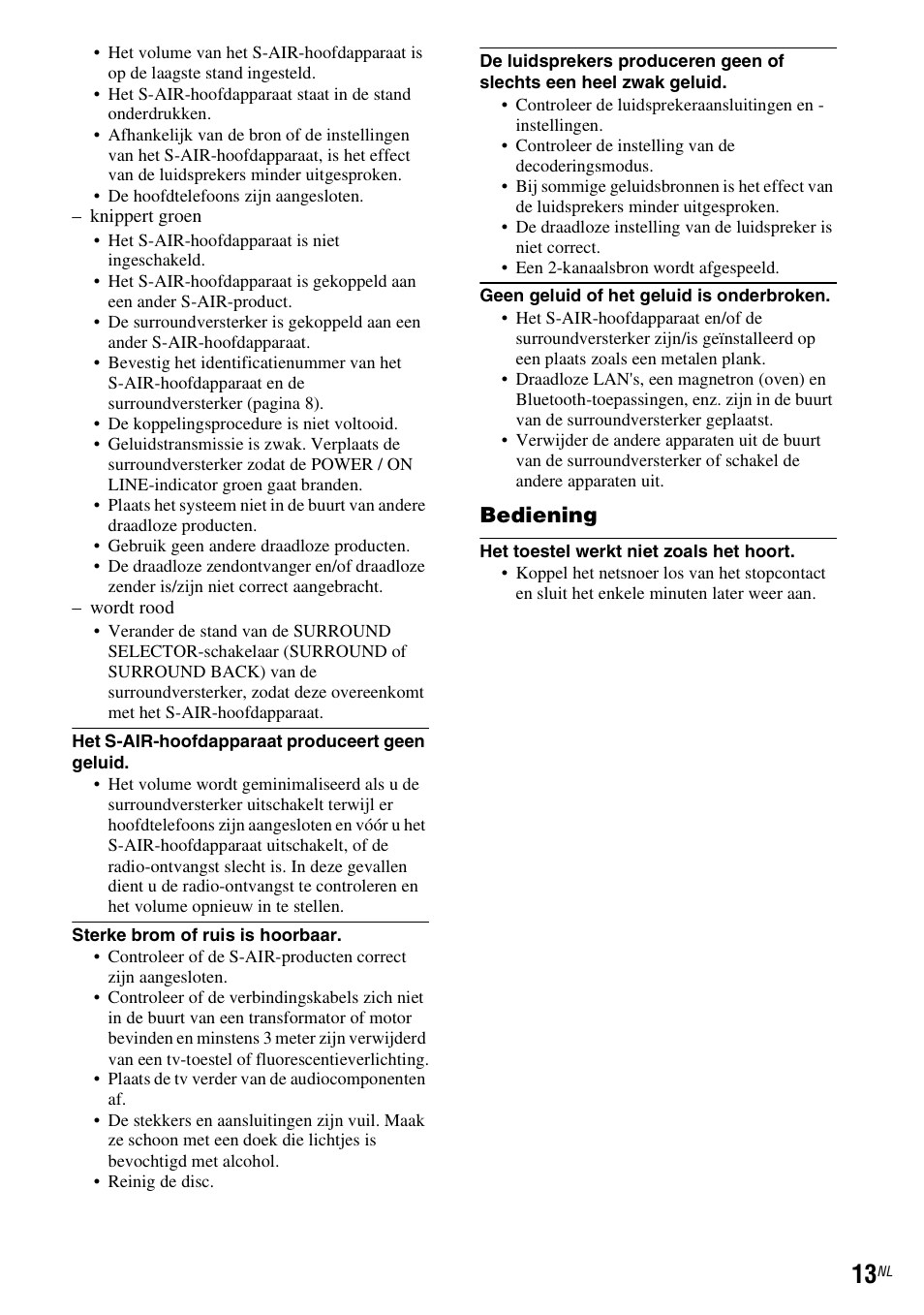 Bediening | Sony WAHT-SA1 User Manual | Page 55 / 60