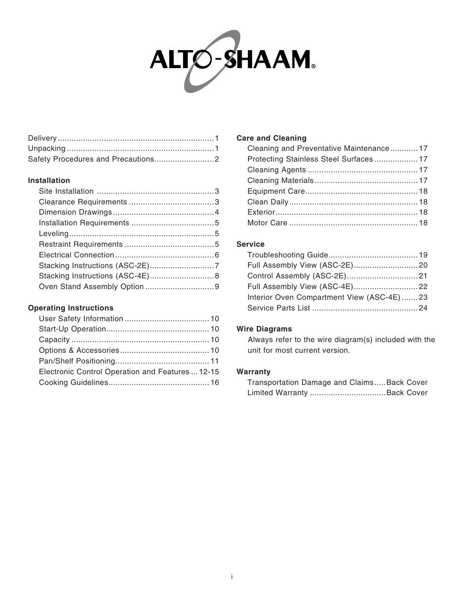 Alto-Shaam PLATINUM SERIES ASC-2E User Manual | Page 2 / 30