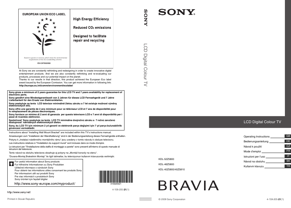 Sony KDL-52Z5800 User Manual | 175 pages