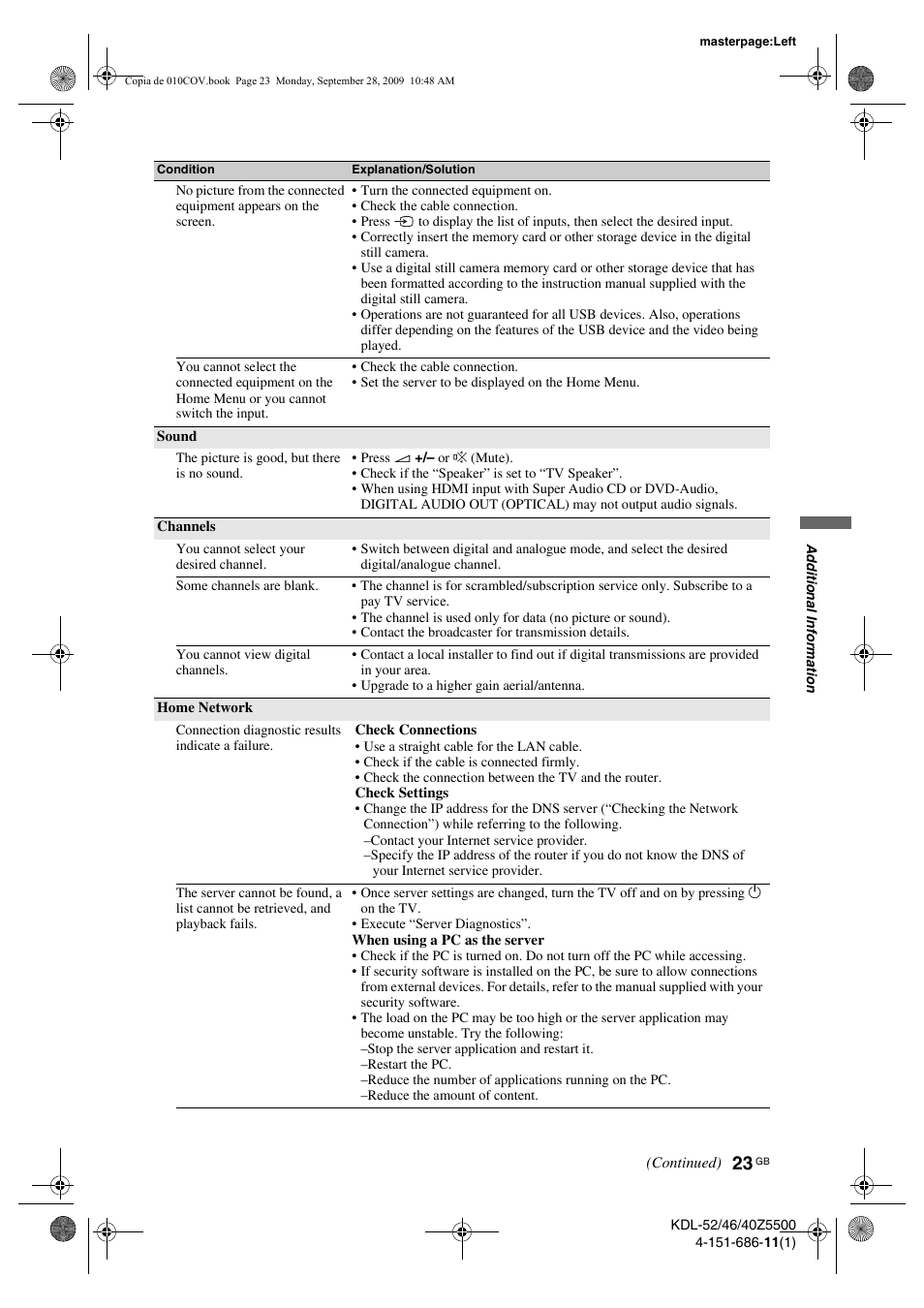 Sony KDL-52Z5800 User Manual | Page 23 / 175