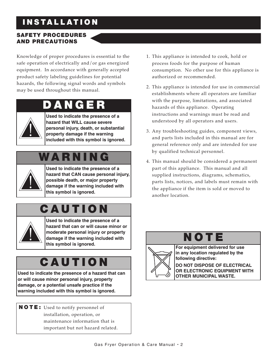 N o t e | Alto-Shaam AS F-60G User Manual | Page 3 / 48