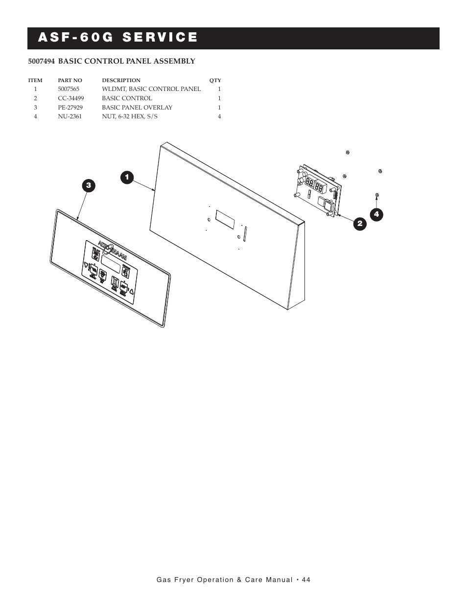 Gas fryer operation & care manual • 44 | Alto-Shaam AS F-60G User Manual | Page 45 / 48