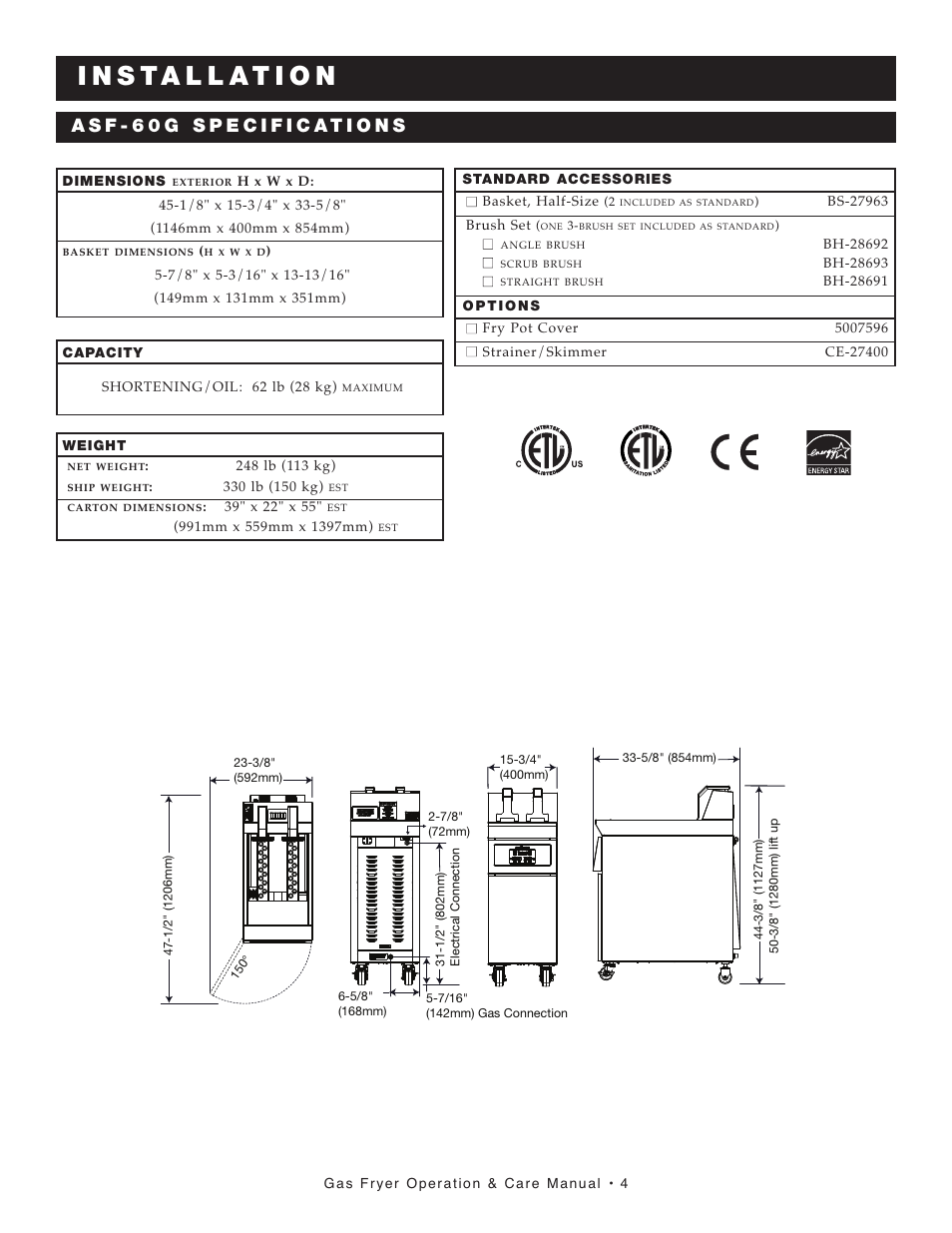 Alto-Shaam AS F-60G User Manual | Page 5 / 48