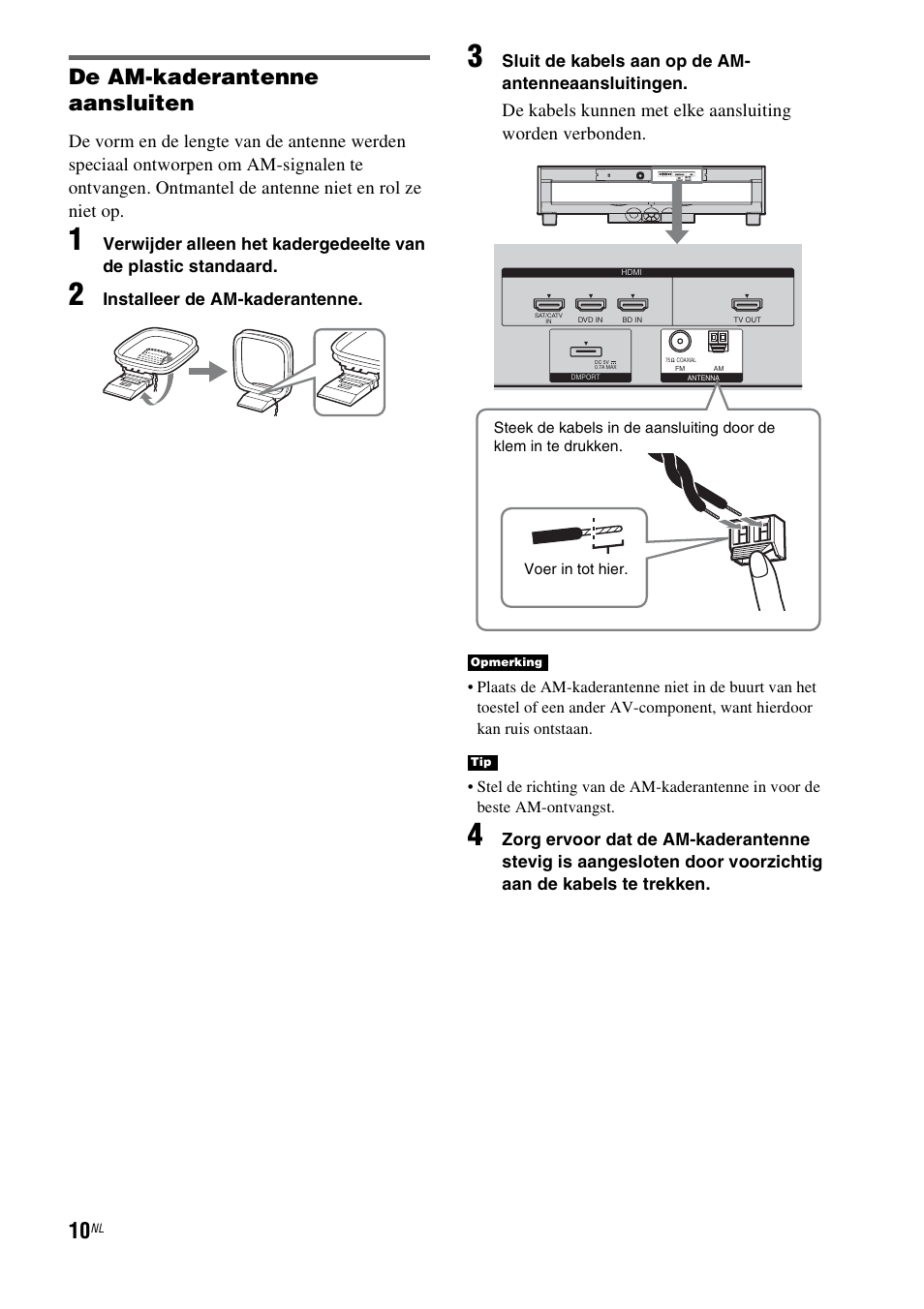 De am-kaderantenne aansluiten | Sony RHT-G1550 User Manual | Page 10 / 196