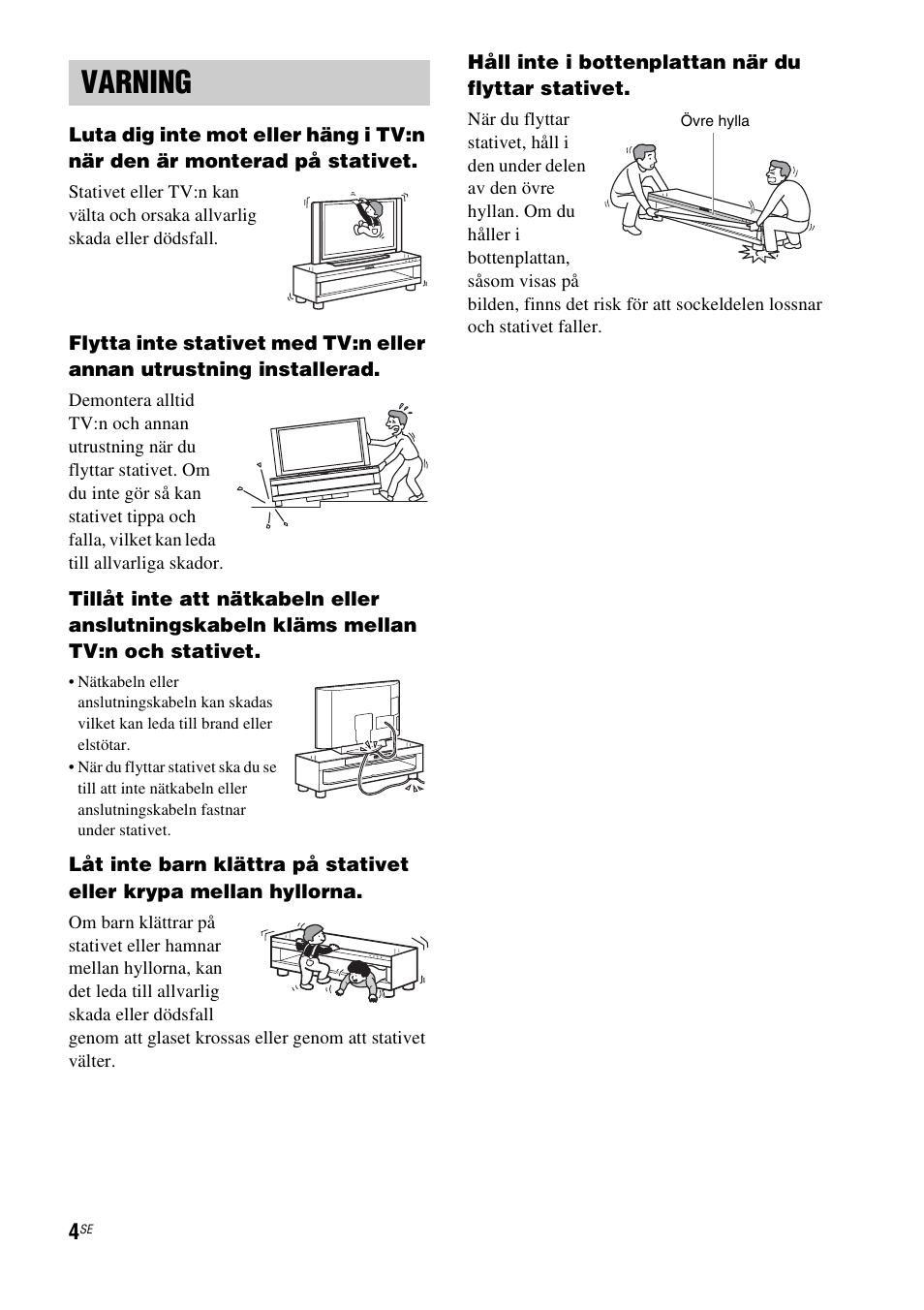 Varning | Sony RHT-G1550 User Manual | Page 100 / 196