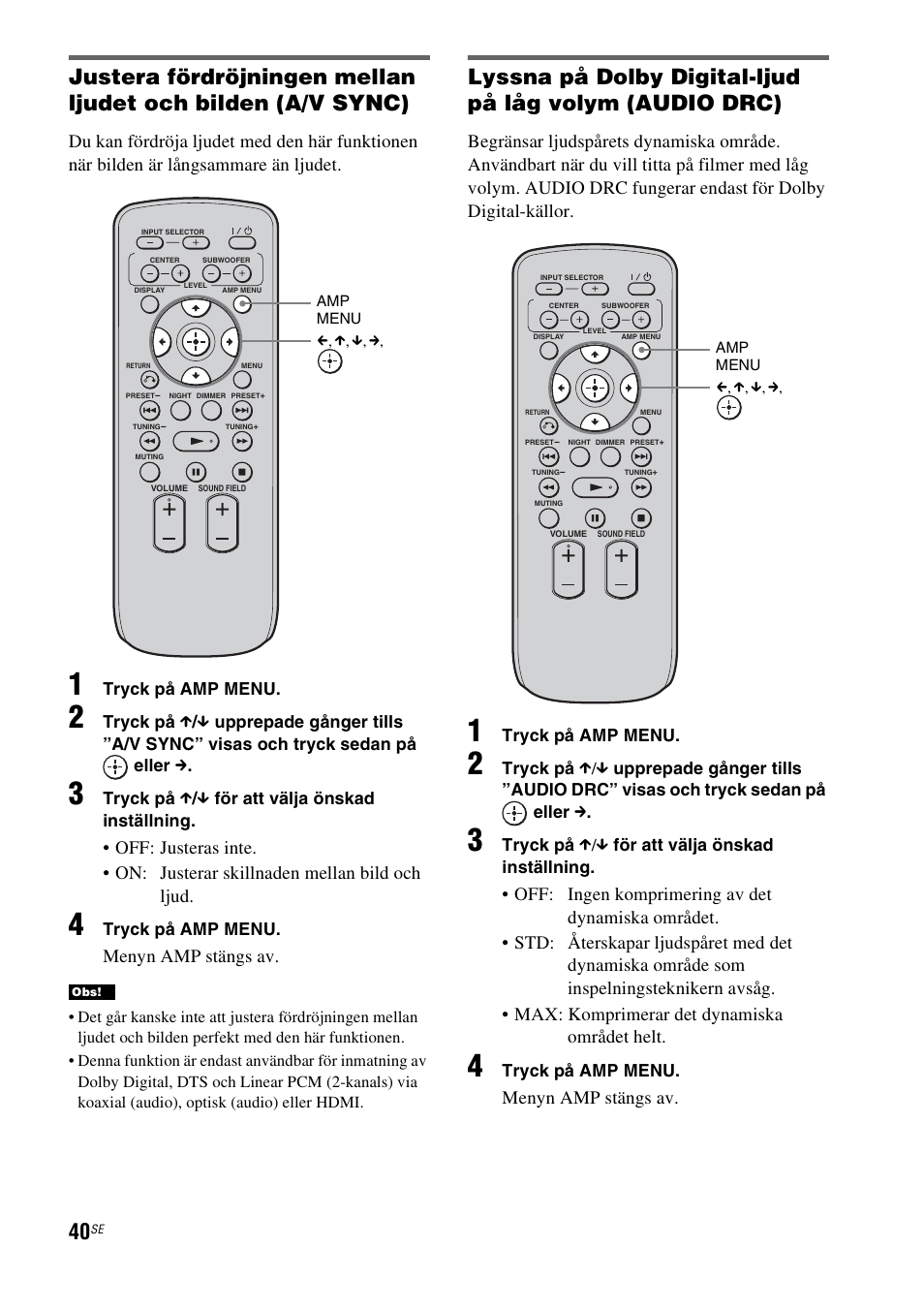 Menyn amp stängs av | Sony RHT-G1550 User Manual | Page 136 / 196