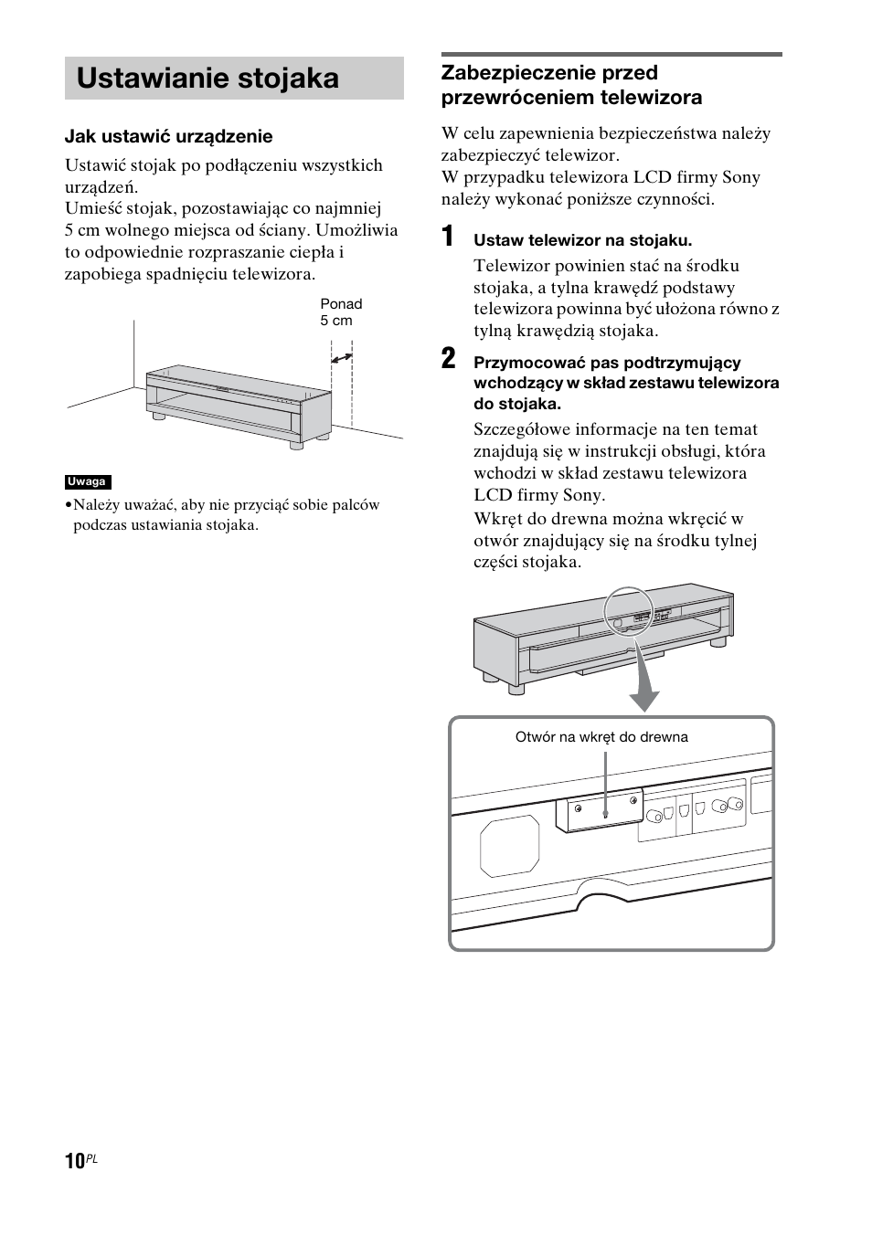 Ustawianie stojaka | Sony RHT-G1550 User Manual | Page 154 / 196