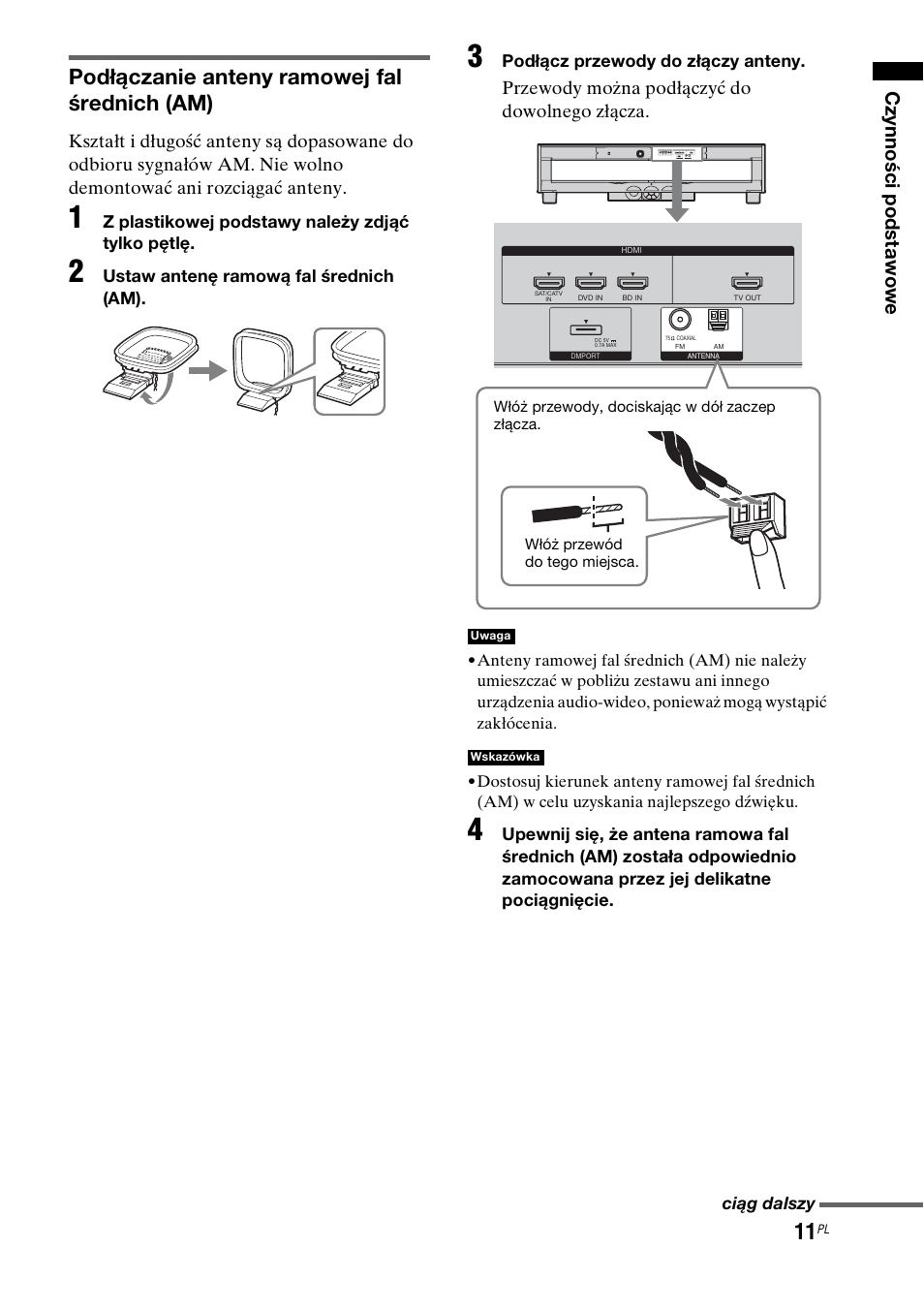 Podłączanie anteny ramowej fal średnich (am) | Sony RHT-G1550 User Manual | Page 155 / 196