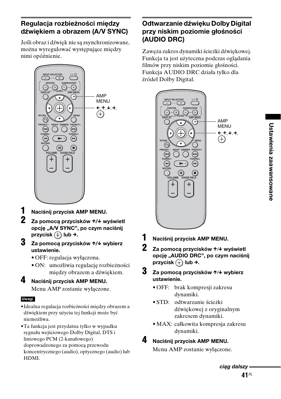 Menu amp zostanie wyłączone | Sony RHT-G1550 User Manual | Page 185 / 196