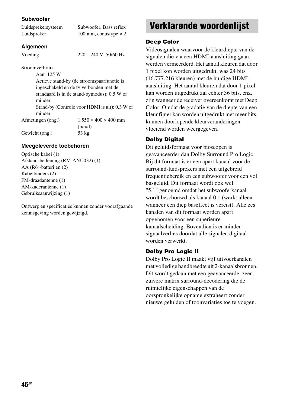 Verklarende woordenlijst | Sony RHT-G1550 User Manual | Page 46 / 196