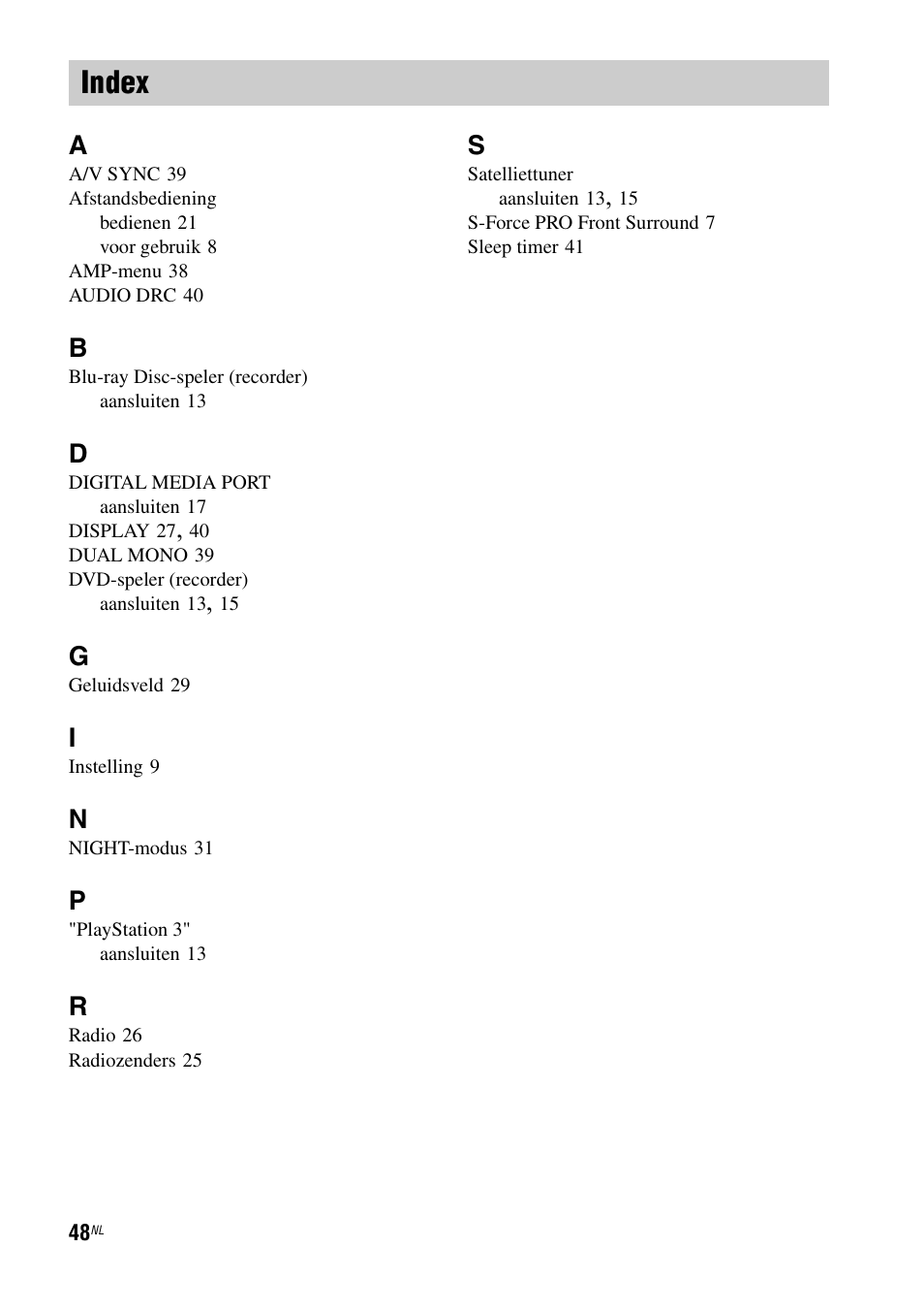Index | Sony RHT-G1550 User Manual | Page 48 / 196