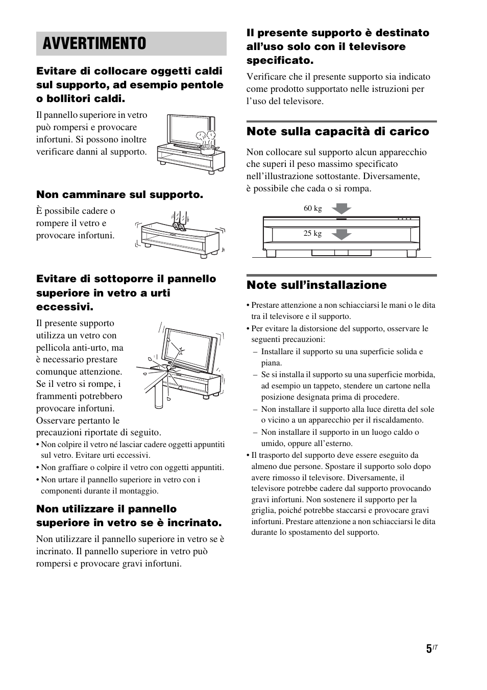Avvertimento | Sony RHT-G1550 User Manual | Page 53 / 196