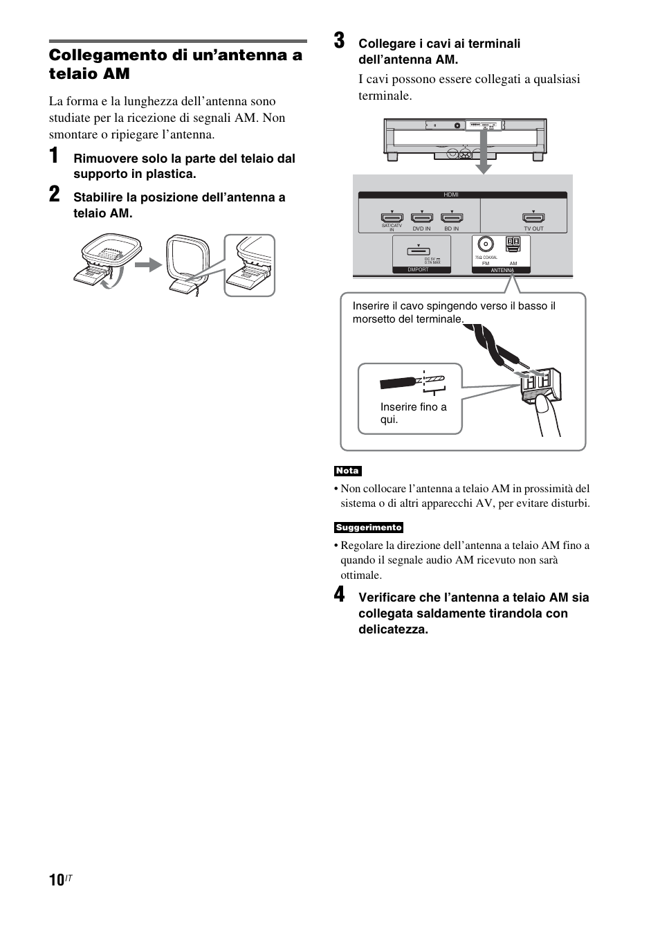 Collegamento di un’antenna a telaio am | Sony RHT-G1550 User Manual | Page 58 / 196
