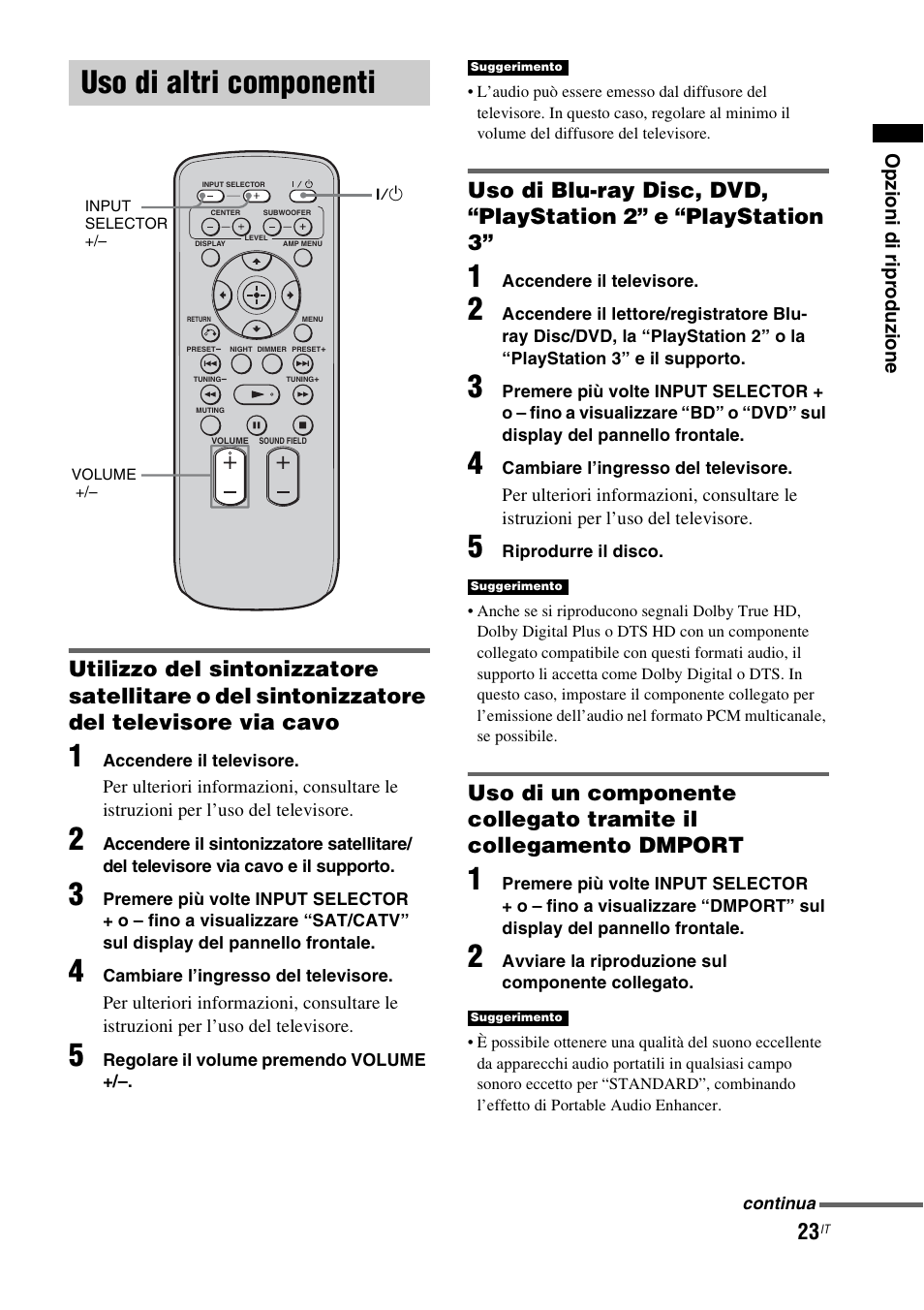 Uso di altri componenti | Sony RHT-G1550 User Manual | Page 71 / 196