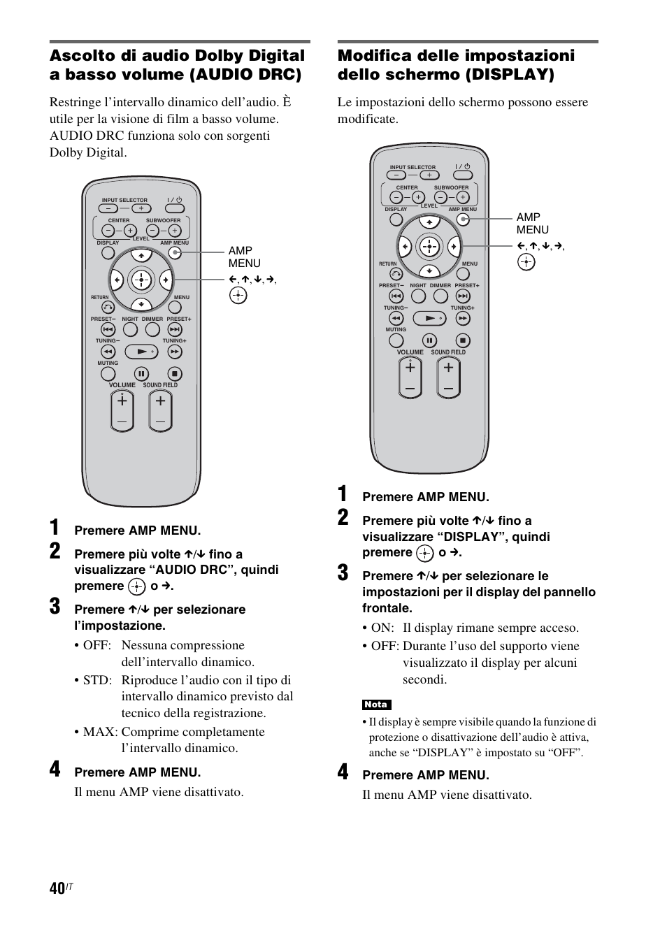 Il menu amp viene disattivato | Sony RHT-G1550 User Manual | Page 88 / 196