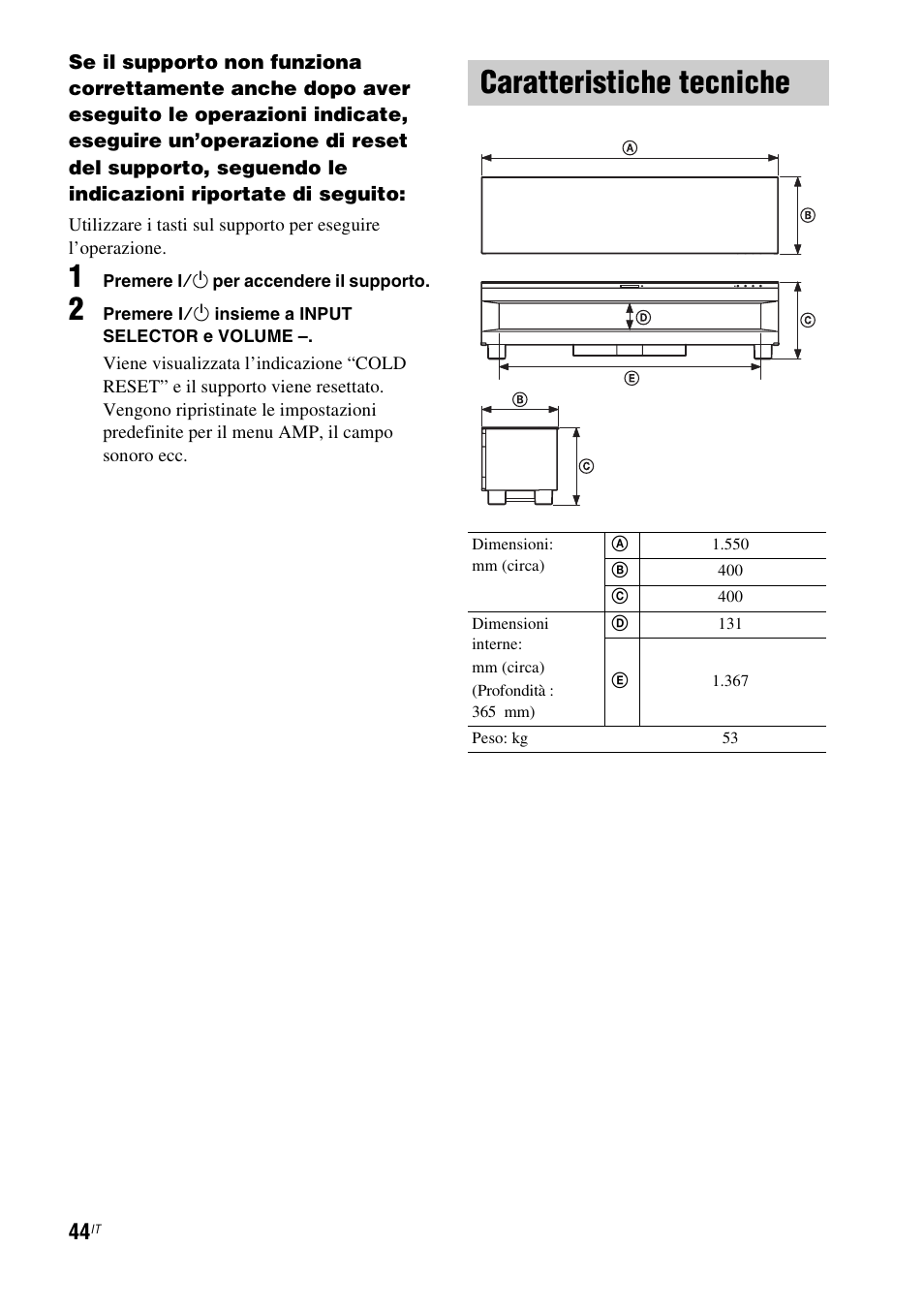 Caratteristiche tecniche | Sony RHT-G1550 User Manual | Page 92 / 196