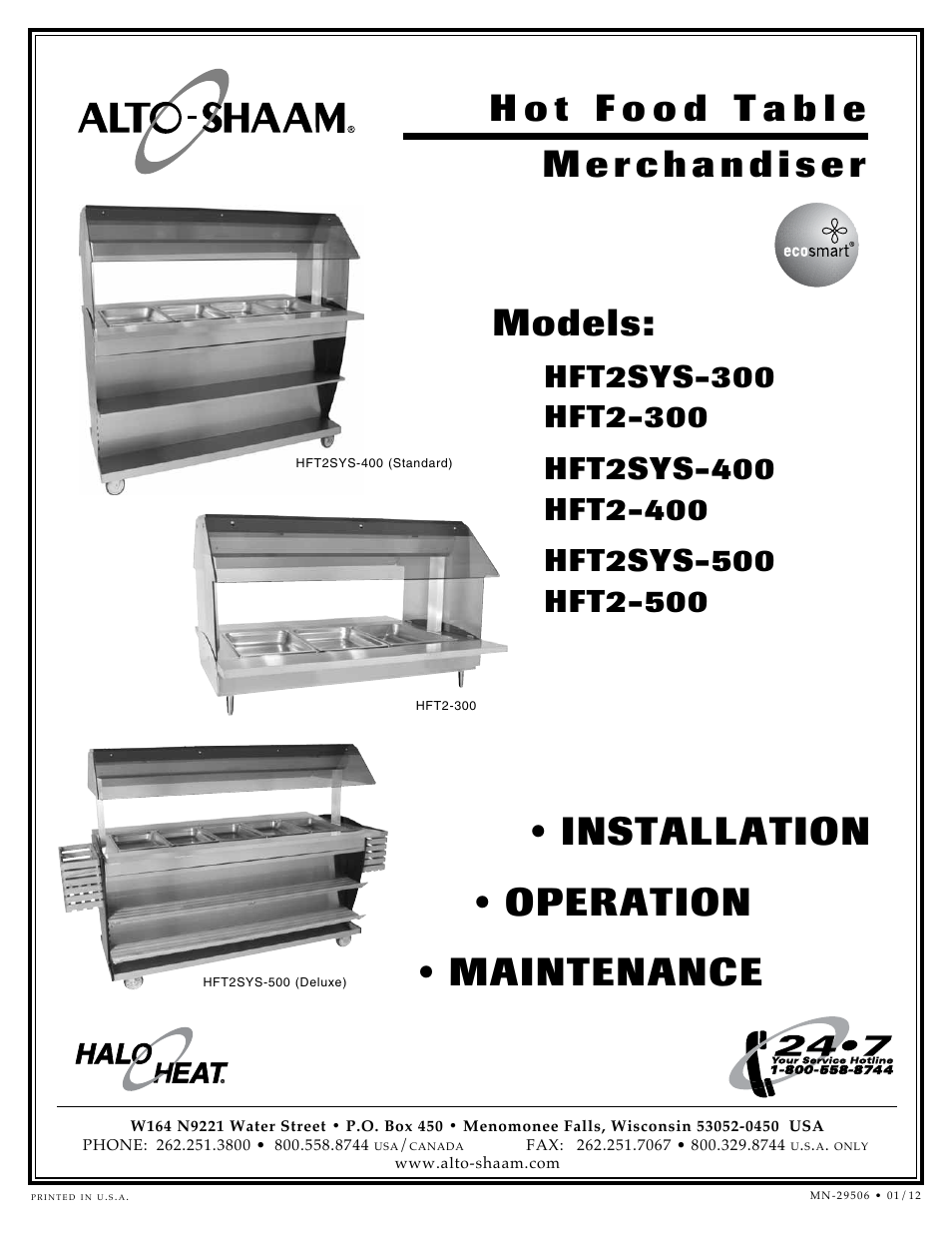 Alto-Shaam ECOSMART HFT2SYS-400 User Manual | 26 pages