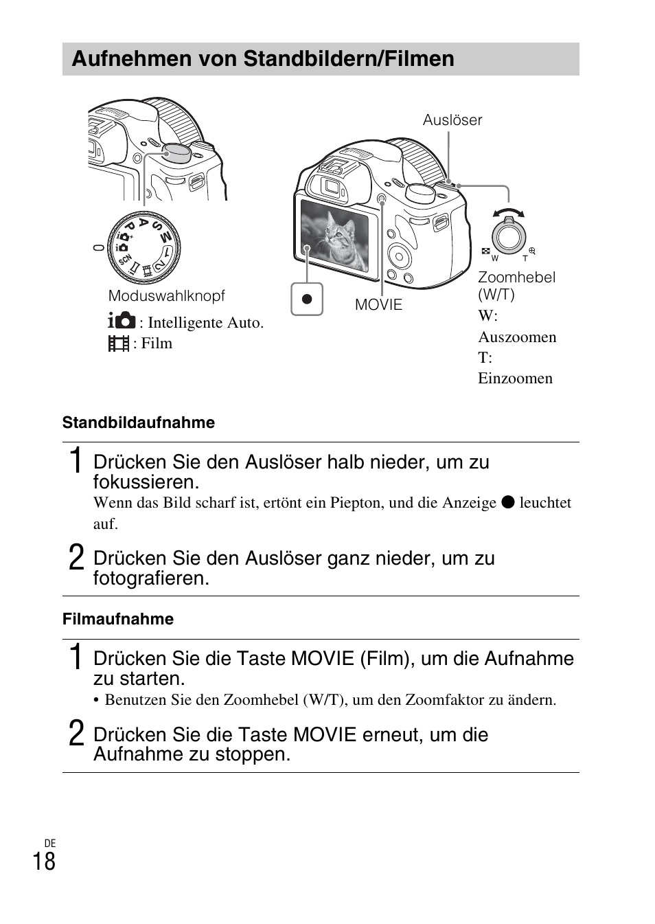 Aufnehmen von standbildern/filmen | Sony DSC-HX400V User Manual | Page 204 / 539