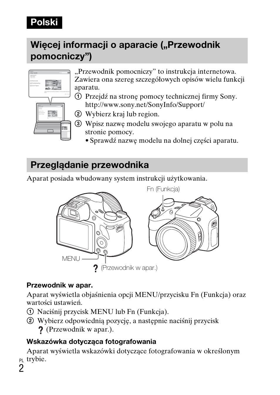 Polski, Przeglądanie przewodnika | Sony DSC-HX400V User Manual | Page 262 / 539