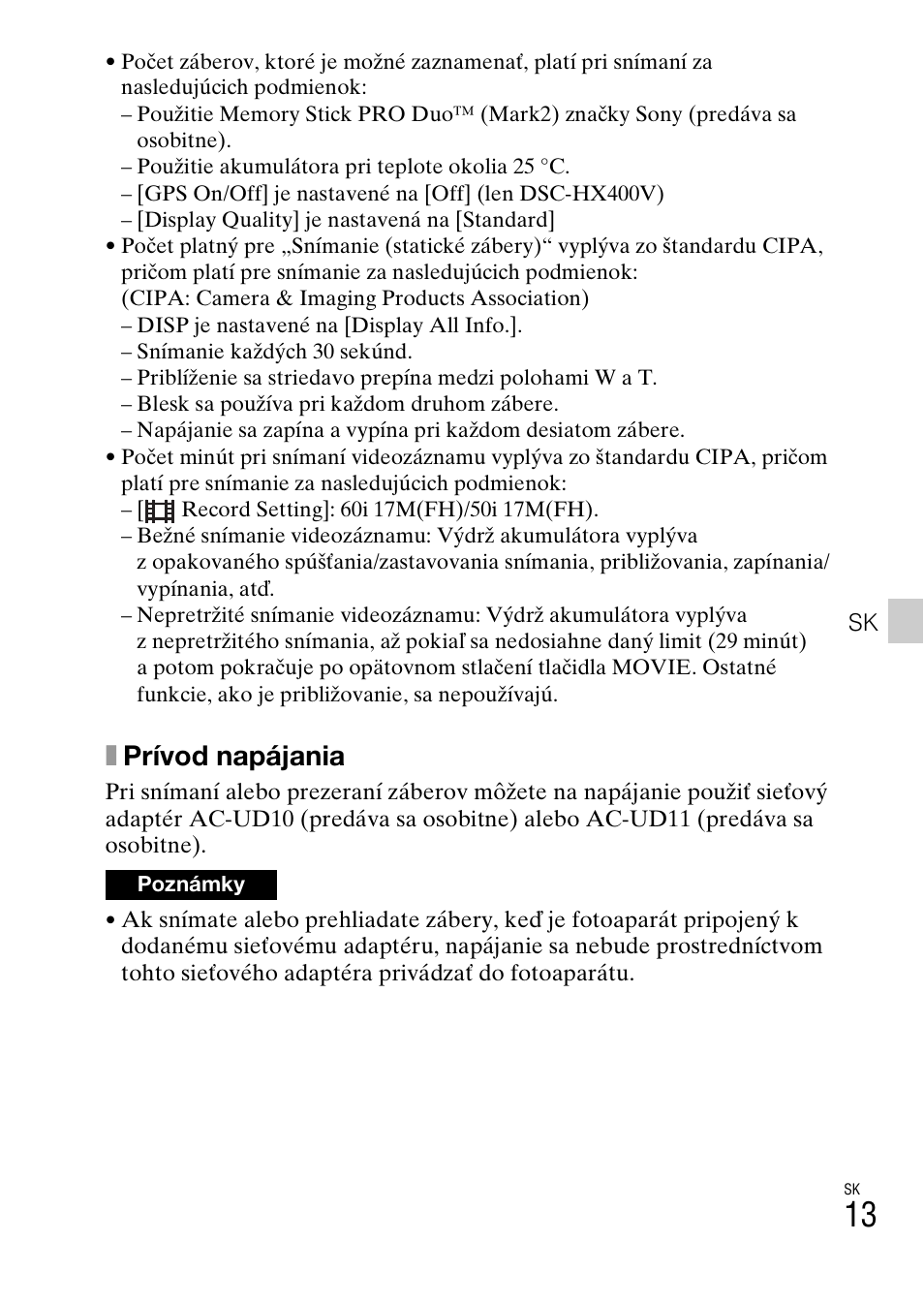 Xprívod napájania | Sony DSC-HX400V User Manual | Page 379 / 539